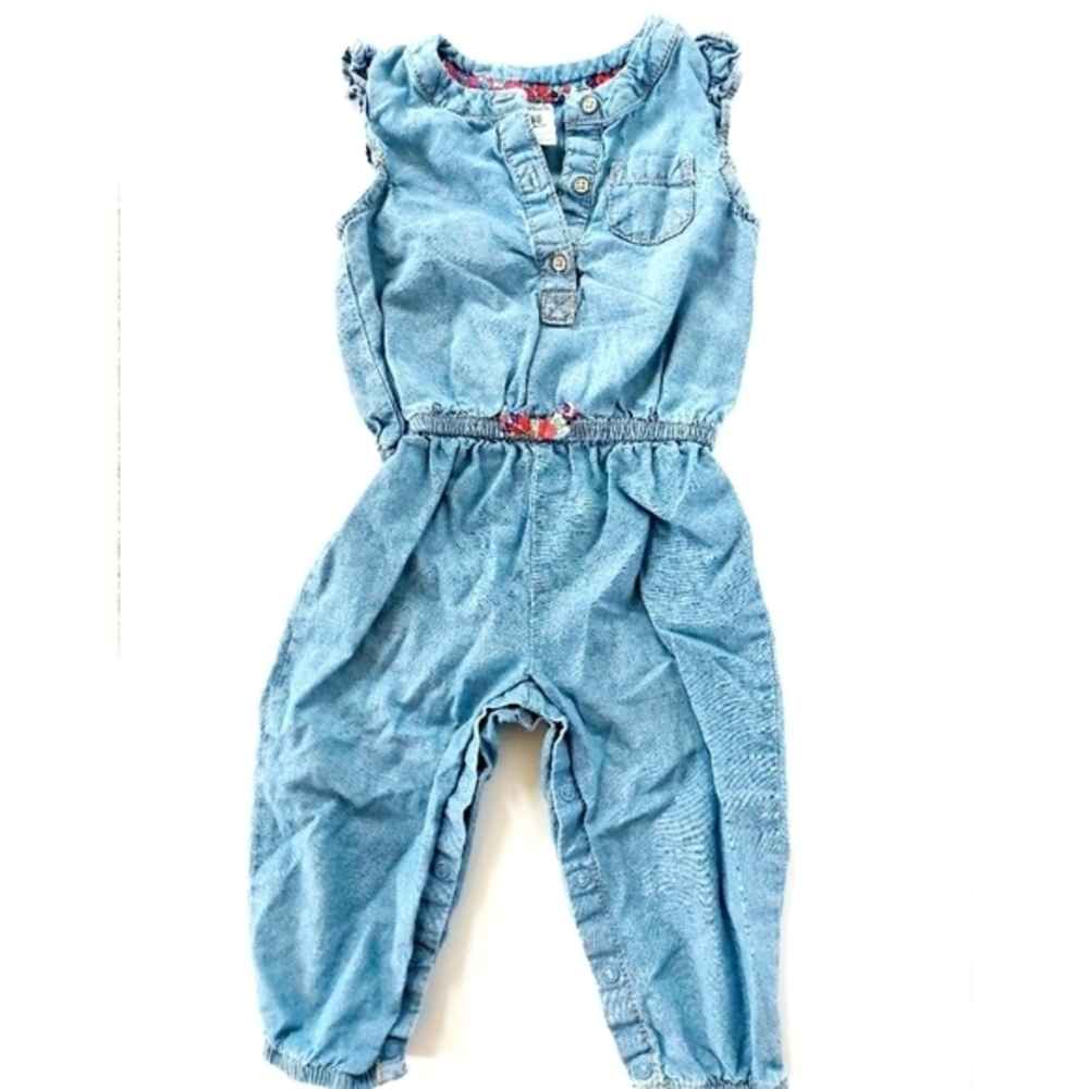 Light Wash Chambray/denim Romper Size 18 Months Carter's
